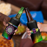 Personalized Colorful Neon Darts 4 in 1 Can Cooler Tumbler with Bold Abstract Background - Wonder Print Shop