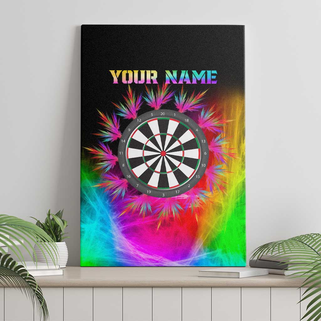 Personalized Colorful Neon Darts Canvas Wall Art with Bold Abstract Background - Wonder Print Shop