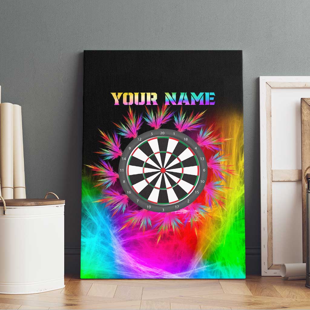 Personalized Colorful Neon Darts Canvas Wall Art with Bold Abstract Background - Wonder Print Shop