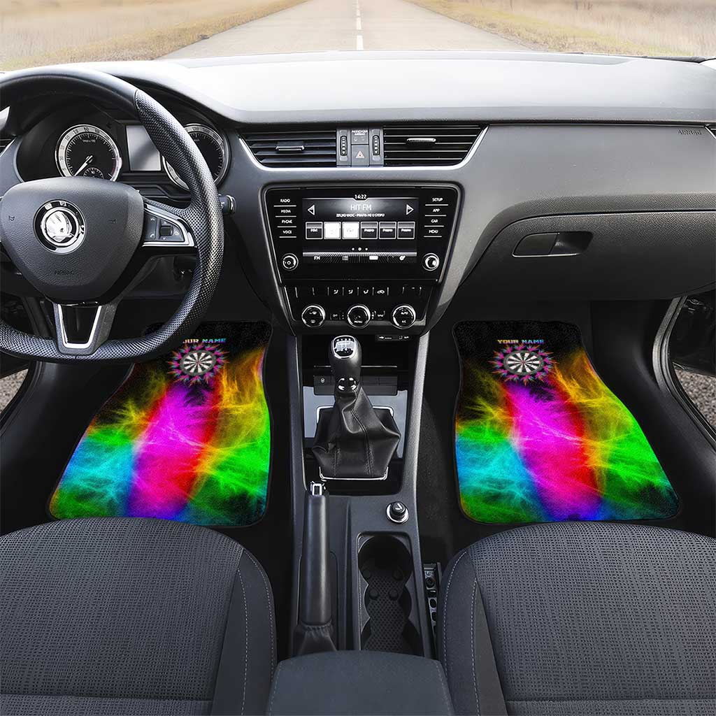 Personalized Colorful Neon Darts Car Mats with Bold Abstract Background - Wonder Print Shop