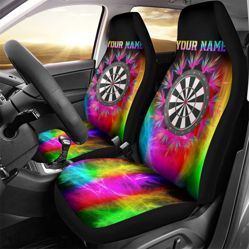 Personalized Colorful Neon Darts Car Seat Cover with Bold Abstract Background - Wonder Print Shop