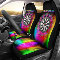 Personalized Colorful Neon Darts Car Seat Cover with Bold Abstract Background - Wonder Print Shop