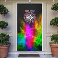 Personalized Colorful Neon Darts Door Cover with Bold Abstract Background - Wonder Print Shop