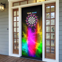 Personalized Colorful Neon Darts Door Cover with Bold Abstract Background - Wonder Print Shop