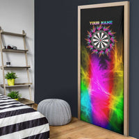 Personalized Colorful Neon Darts Door Cover with Bold Abstract Background - Wonder Print Shop