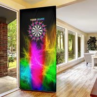 Personalized Colorful Neon Darts Door Cover with Bold Abstract Background - Wonder Print Shop
