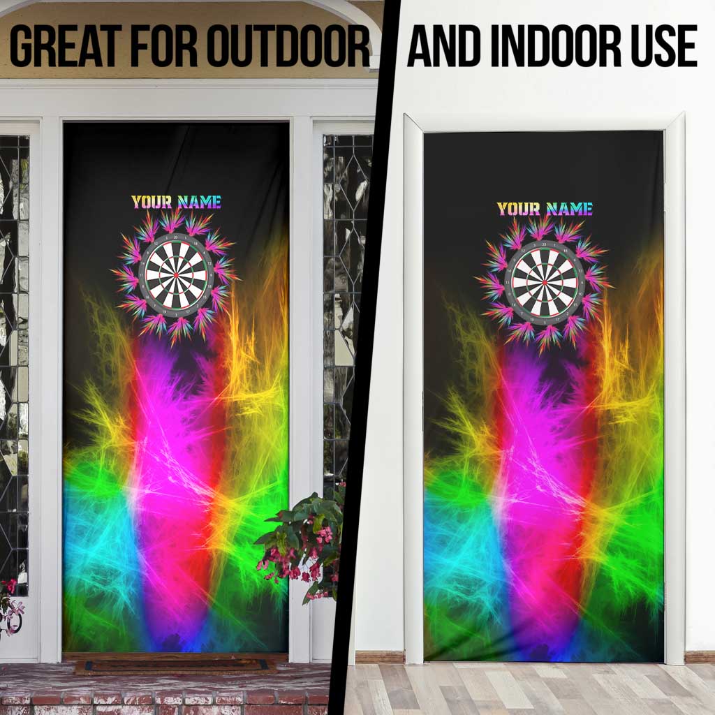 Personalized Colorful Neon Darts Door Cover with Bold Abstract Background - Wonder Print Shop