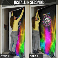 Personalized Colorful Neon Darts Door Cover with Bold Abstract Background - Wonder Print Shop