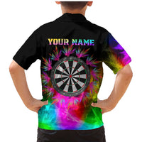 Personalized Colorful Neon Darts Family Matching Mermaid Dress and Hawaiian Shirt with Bold Abstract Background - Wonder Print Shop