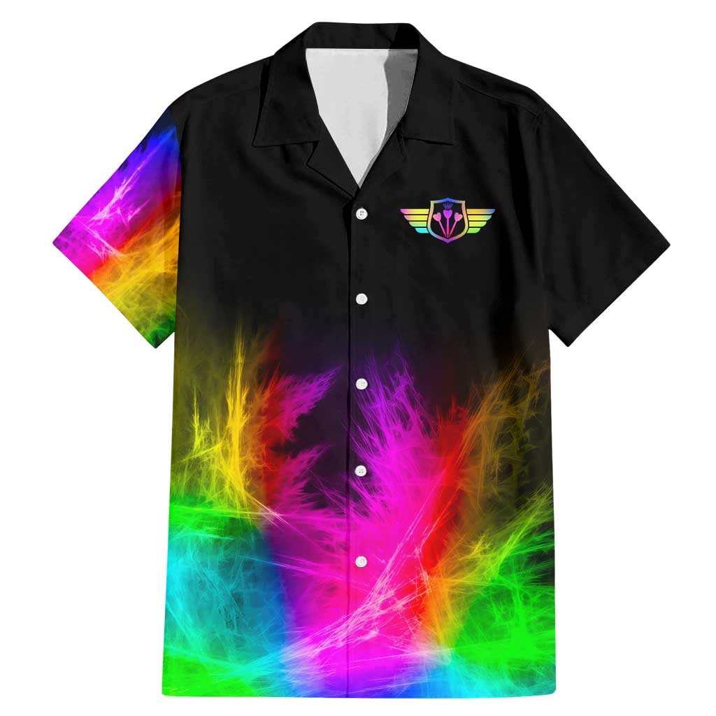 Personalized Colorful Neon Darts Family Matching Mermaid Dress and Hawaiian Shirt with Bold Abstract Background - Wonder Print Shop