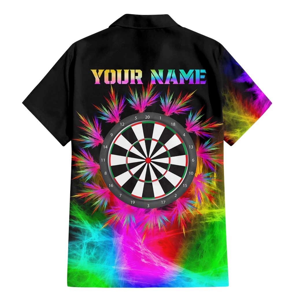 Personalized Colorful Neon Darts Family Matching Mermaid Dress and Hawaiian Shirt with Bold Abstract Background - Wonder Print Shop