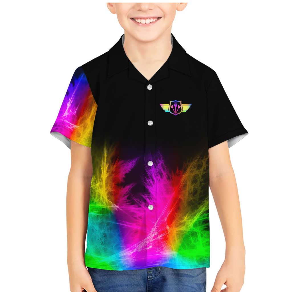 Personalized Colorful Neon Darts Family Matching Mermaid Dress and Hawaiian Shirt with Bold Abstract Background - Wonder Print Shop