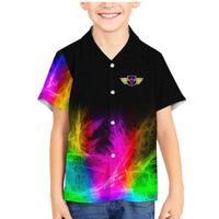 Personalized Colorful Neon Darts Family Matching Mermaid Dress and Hawaiian Shirt with Bold Abstract Background - Wonder Print Shop