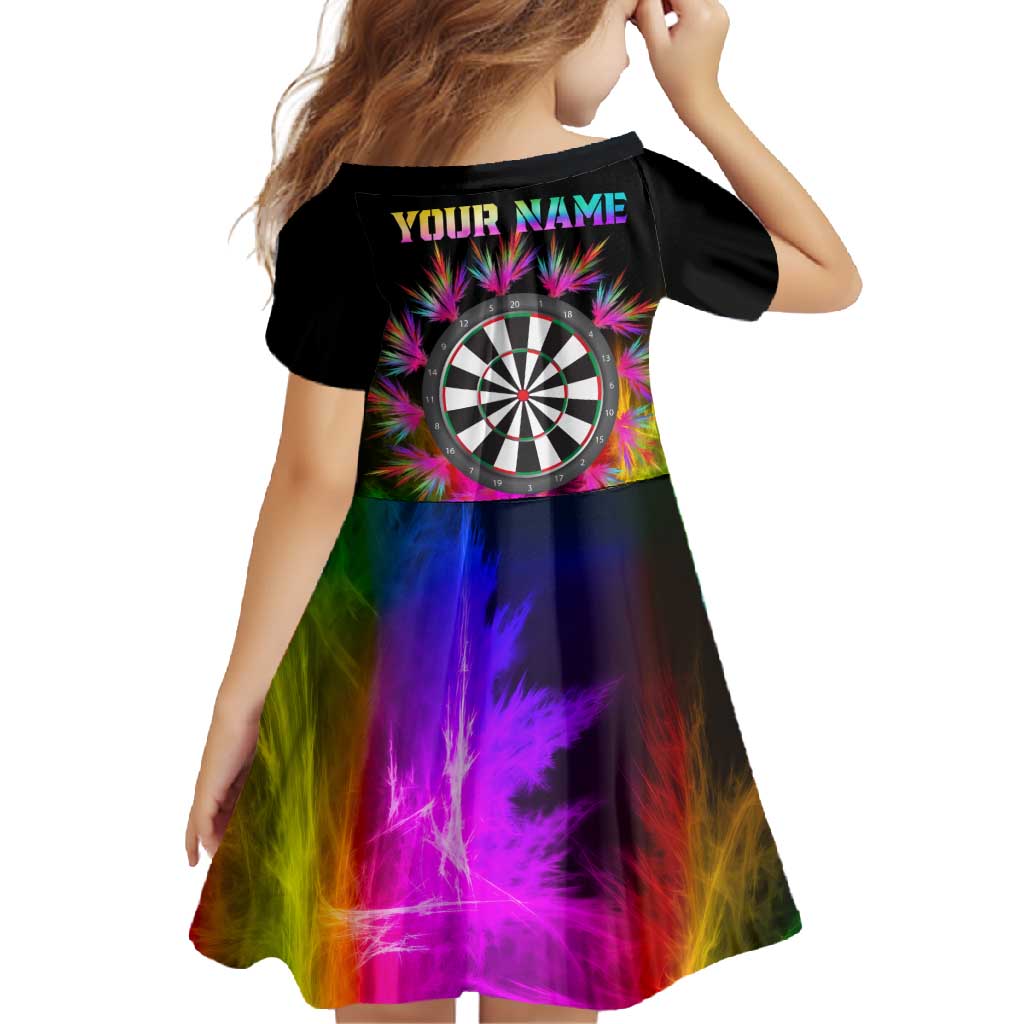 Personalized Colorful Neon Darts Family Matching Off Shoulder Maxi Dress and Hawaiian Shirt with Bold Abstract Background - Wonder Print Shop