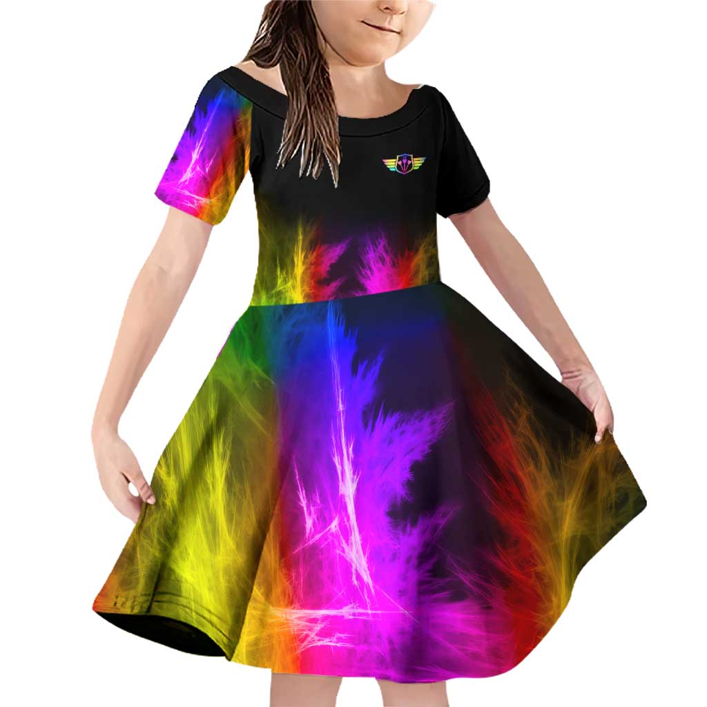 Personalized Colorful Neon Darts Family Matching Off Shoulder Short Dress and Hawaiian Shirt with Bold Abstract Background - Wonder Print Shop