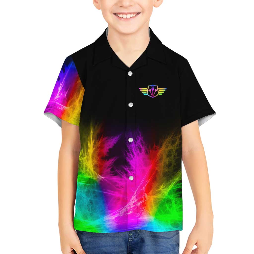 Personalized Colorful Neon Darts Family Matching Puletasi and Hawaiian Shirt with Bold Abstract Background - Wonder Print Shop