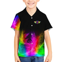 Personalized Colorful Neon Darts Family Matching Puletasi and Hawaiian Shirt with Bold Abstract Background - Wonder Print Shop