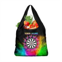 Personalized Colorful Neon Darts Grocery Bag with Bold Abstract Background - Wonder Print Shop