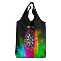 Personalized Colorful Neon Darts Grocery Bag with Bold Abstract Background - Wonder Print Shop