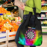 Personalized Colorful Neon Darts Grocery Bag with Bold Abstract Background - Wonder Print Shop