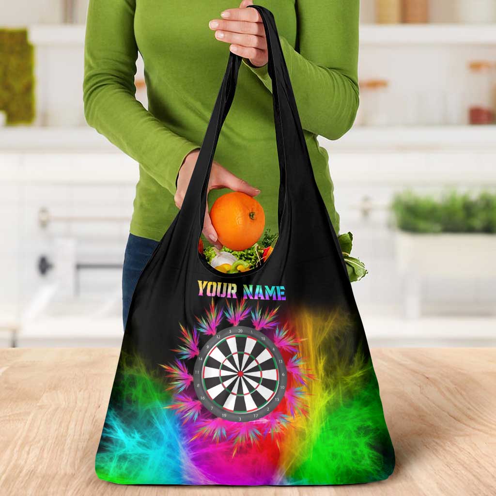 Personalized Colorful Neon Darts Grocery Bag with Bold Abstract Background - Wonder Print Shop