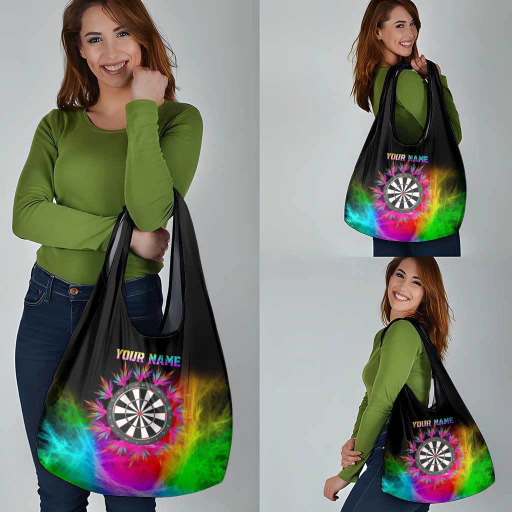 Personalized Colorful Neon Darts Grocery Bag with Bold Abstract Background - Wonder Print Shop