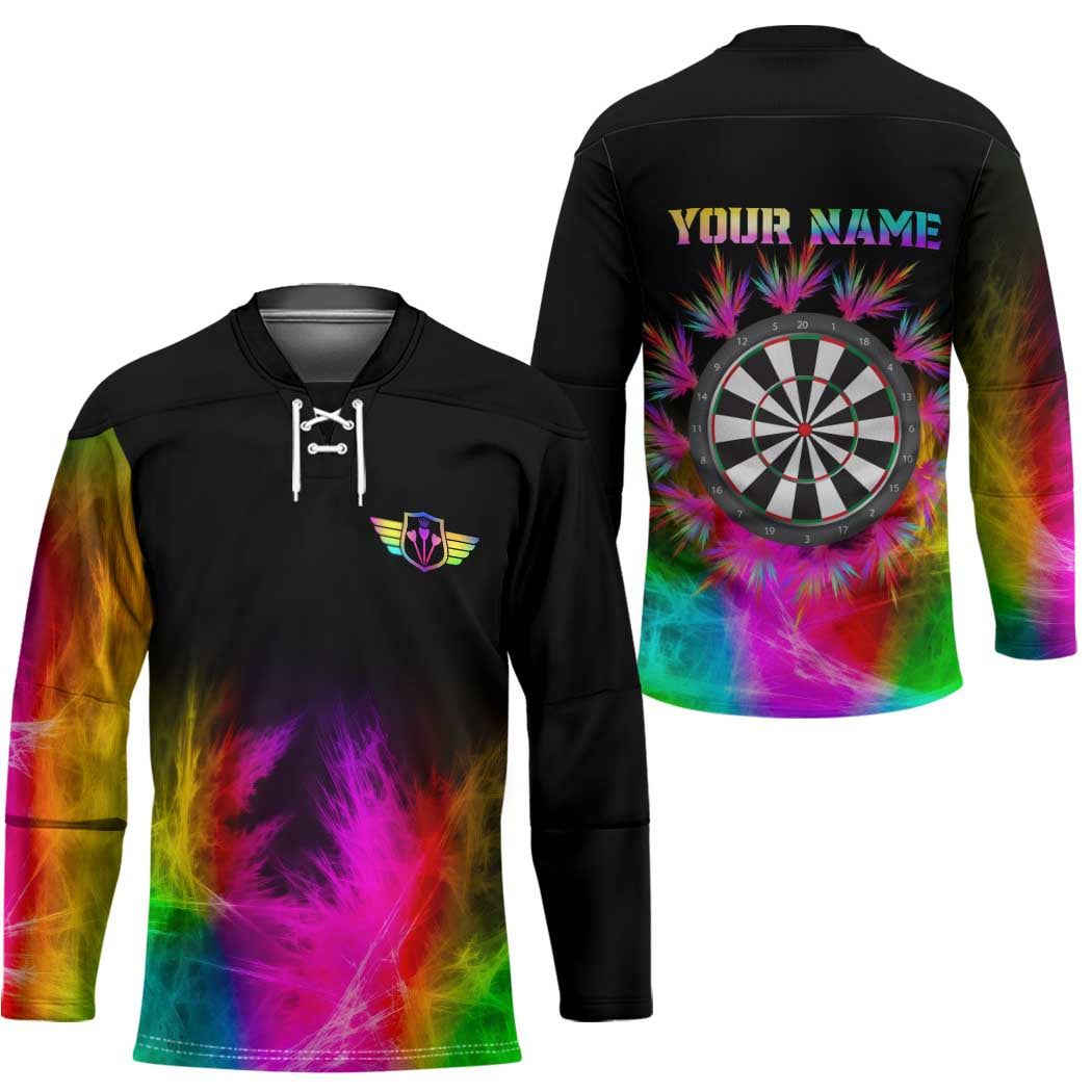 Personalized Colorful Neon Darts Hockey Jersey with Bold Abstract Background - Wonder Print Shop