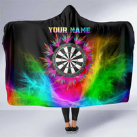 Personalized Colorful Neon Darts Hooded Blanket with Bold Abstract Background - Wonder Print Shop