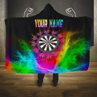 Personalized Colorful Neon Darts Hooded Blanket with Bold Abstract Background - Wonder Print Shop
