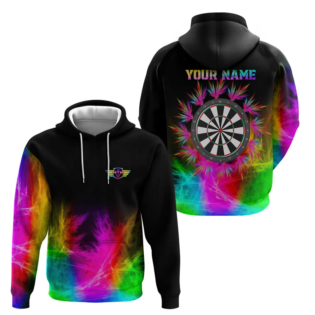 Personalized Colorful Neon Darts Hoodie with Bold Abstract Background - Wonder Print Shop