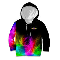 Personalized Colorful Neon Darts Kid Hoodie with Bold Abstract Background - Wonder Print Shop