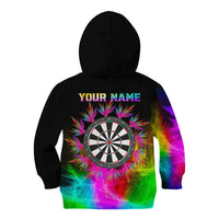 Personalized Colorful Neon Darts Kid Hoodie with Bold Abstract Background - Wonder Print Shop