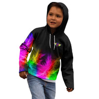 Personalized Colorful Neon Darts Kid Hoodie with Bold Abstract Background - Wonder Print Shop