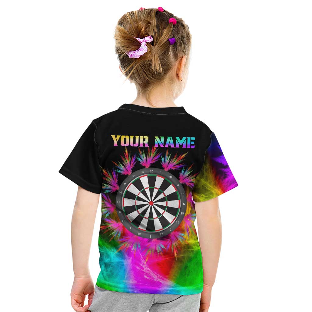 Personalized Colorful Neon Darts Kid T Shirt with Bold Abstract Background - Wonder Print Shop