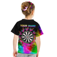 Personalized Colorful Neon Darts Kid T Shirt with Bold Abstract Background - Wonder Print Shop