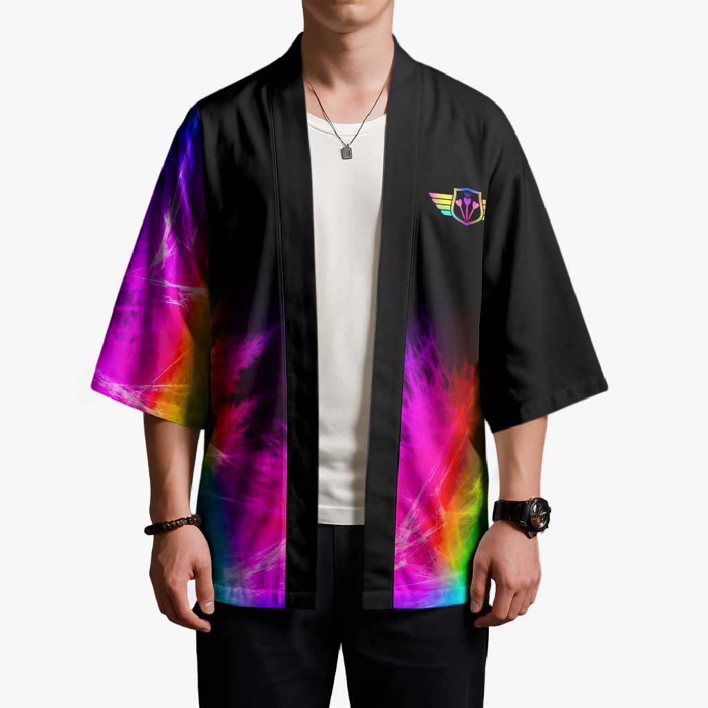 Personalized Colorful Neon Darts Kimono with Bold Abstract Background - Wonder Print Shop
