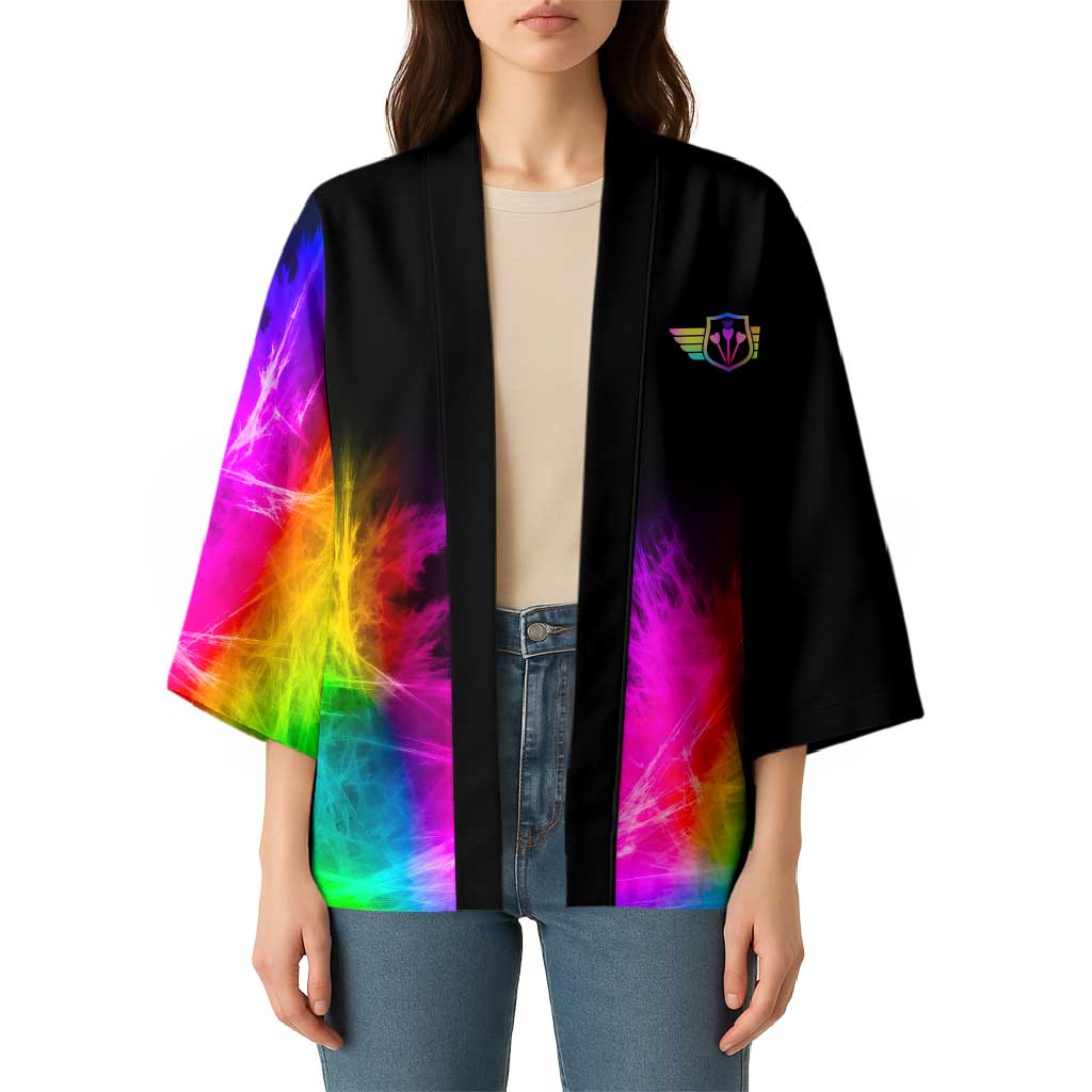 Personalized Colorful Neon Darts Kimono with Bold Abstract Background - Wonder Print Shop
