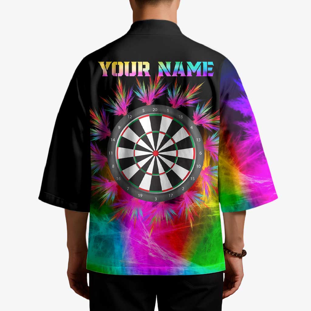 Personalized Colorful Neon Darts Kimono with Bold Abstract Background - Wonder Print Shop