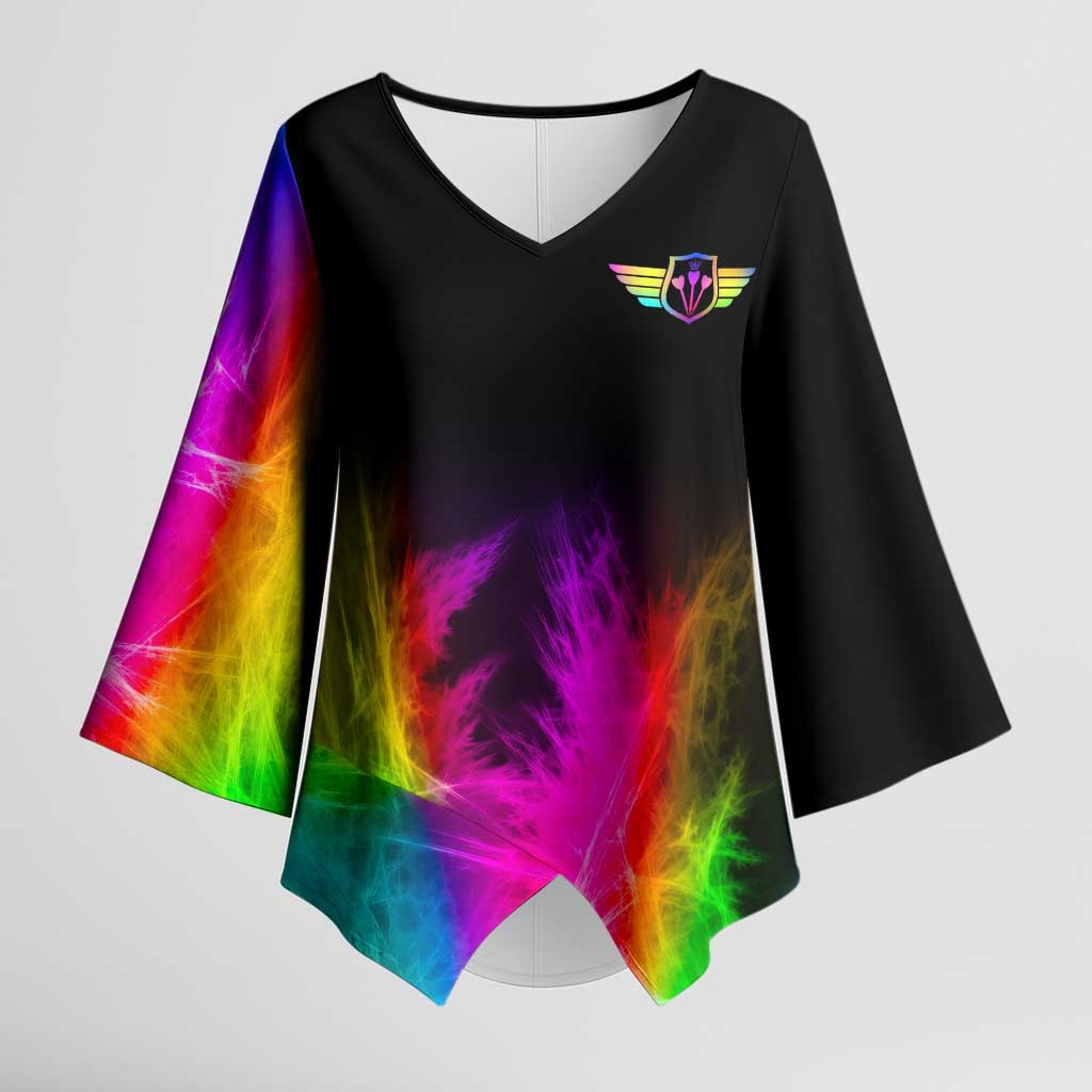 Personalized Colorful Neon Darts Kimono Sleeve Blouse with Bold Abstract Background - Wonder Print Shop
