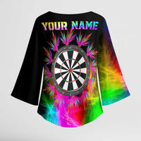 Personalized Colorful Neon Darts Kimono Sleeve Blouse with Bold Abstract Background - Wonder Print Shop