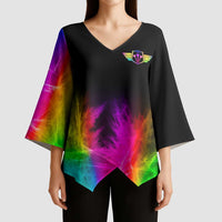 Personalized Colorful Neon Darts Kimono Sleeve Blouse with Bold Abstract Background - Wonder Print Shop