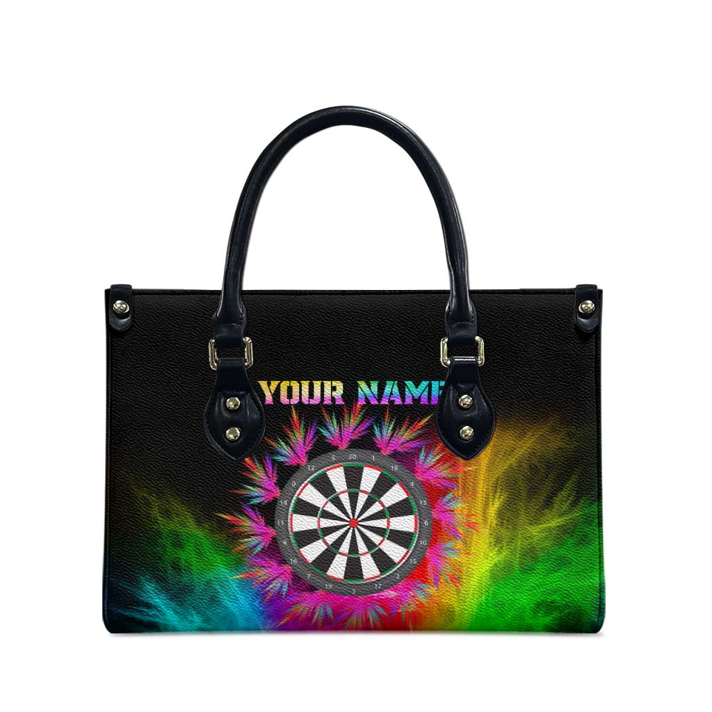 Personalized Colorful Neon Darts Leather Bag with Bold Abstract Background - Wonder Print Shop