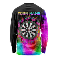 Personalized Colorful Neon Darts Long Sleeve Shirt with Bold Abstract Background - Wonder Print Shop