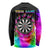 Personalized Colorful Neon Darts Long Sleeve Shirt with Bold Abstract Background - Wonder Print Shop