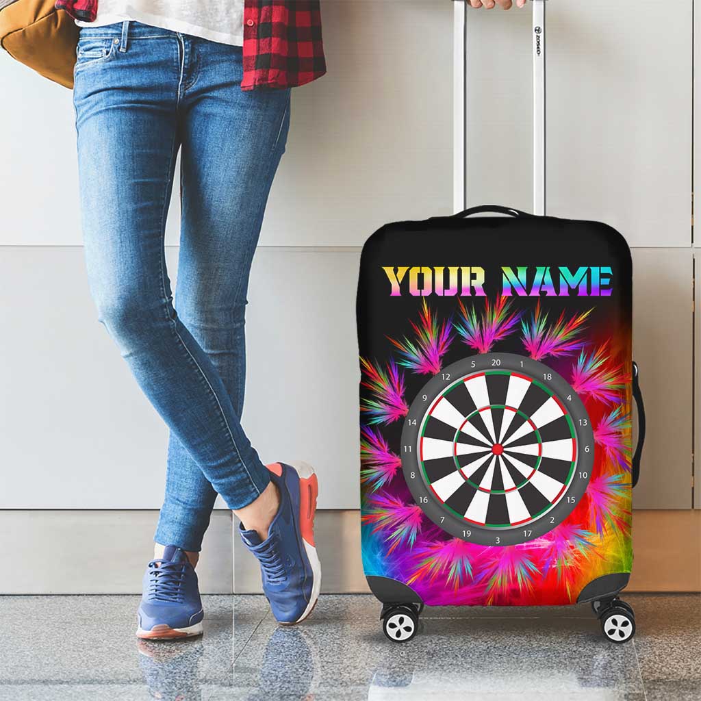 Personalized Colorful Neon Darts Luggage Cover with Bold Abstract Background - Wonder Print Shop