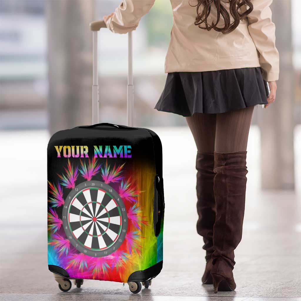 Personalized Colorful Neon Darts Luggage Cover with Bold Abstract Background - Wonder Print Shop