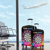 Personalized Colorful Neon Darts Luggage Cover with Bold Abstract Background - Wonder Print Shop