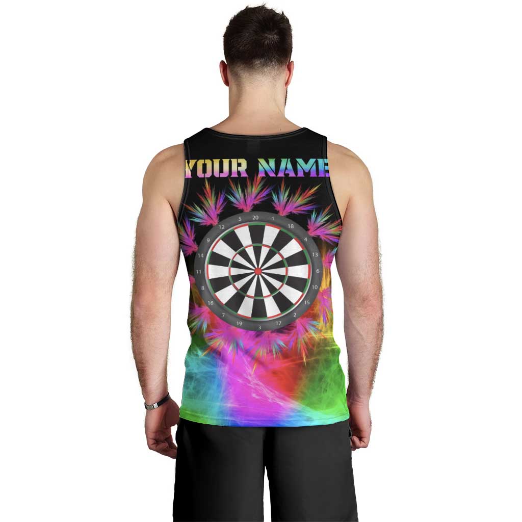 Personalized Colorful Neon Darts Men Tank Top with Bold Abstract Background - Wonder Print Shop