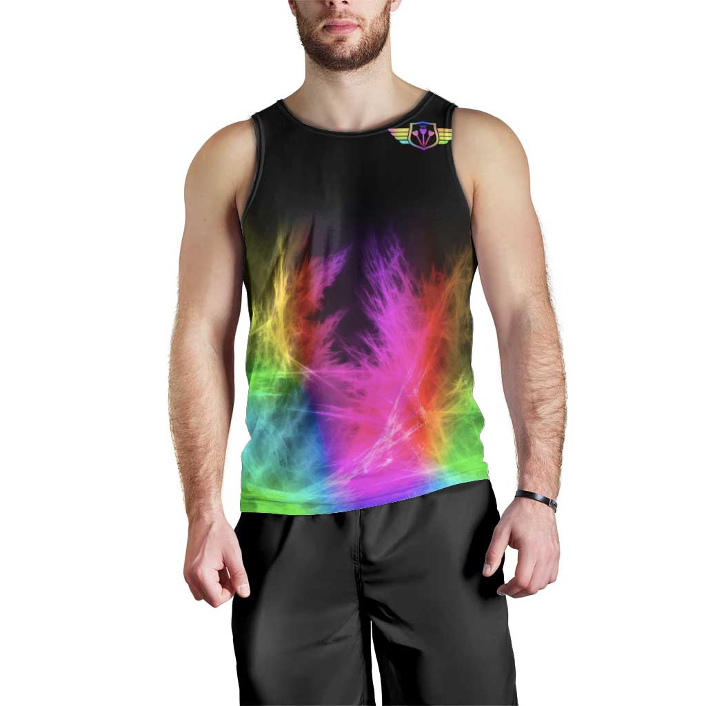 Personalized Colorful Neon Darts Men Tank Top with Bold Abstract Background - Wonder Print Shop