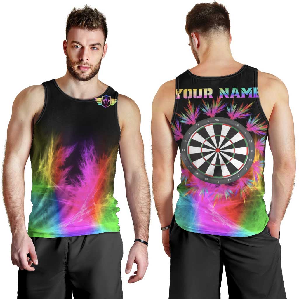 Personalized Colorful Neon Darts Men Tank Top with Bold Abstract Background - Wonder Print Shop